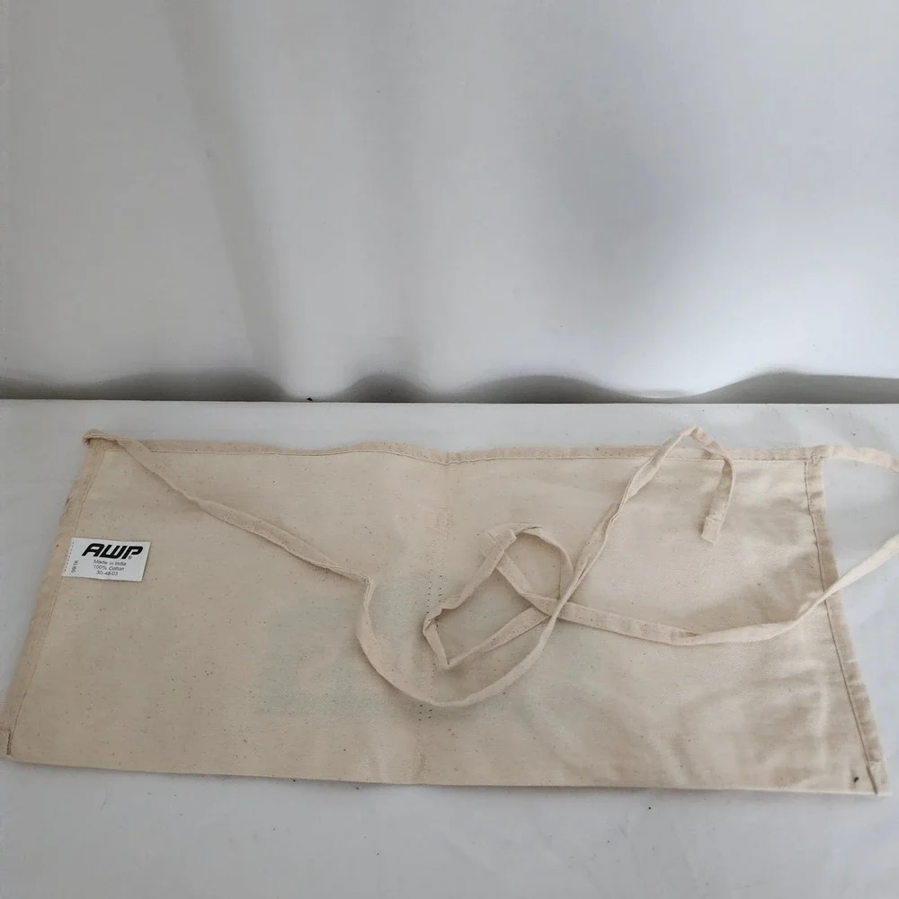 Vintage Lowe's Cloth Waist Apron Nail/Tool Bag 2 Pouch Cotton White Canvas
